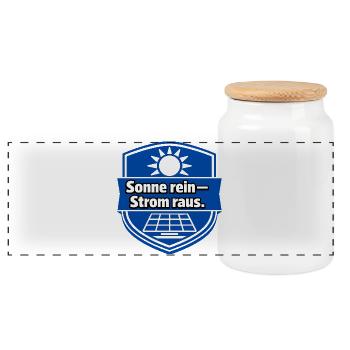 Solar Module, Solar Energy, Solar Power - Panoramic Cookie Jar with Wooden Lid - white - Front