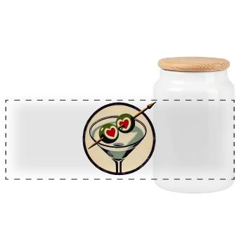 Heart Eyes Martini Olive Retro - Panorama Keksdose mit Holzdeckel - Weiß - Vorne