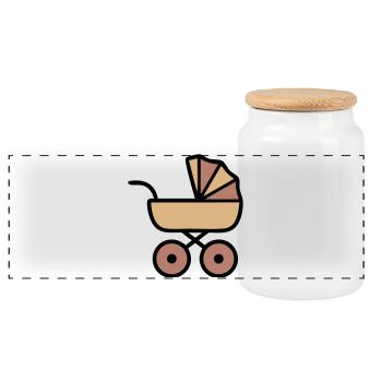 Bébé poussette Bohème, icône - Boîte à biscuits avec couvercle en bois - blanc - Devant