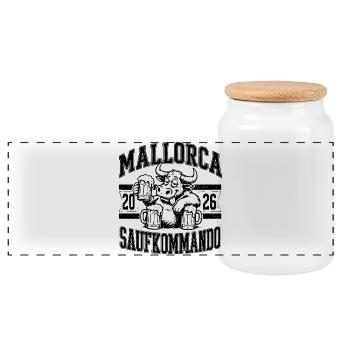 Malle 2026 Saufkommando Mallorca 2026 - Panorama Keksdose mit Holzdeckel - Weiß - Vorne