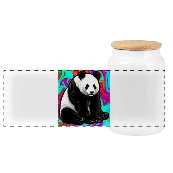 Panda - Panorama Keksdose mit Holzdeckel - Weiß - Vorne