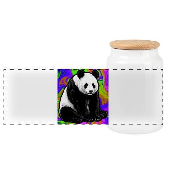 Panda - Panorama Keksdose mit Holzdeckel - Weiß - Vorne