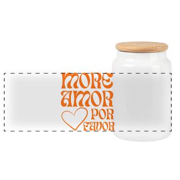 Plus d’amour en orange rétro - Boîte à biscuits avec couvercle en bois - blanc - Devant