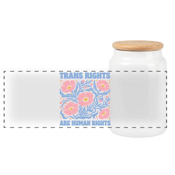 Mois de la fierté LGBT - Les droits des personnes trans sont des droits humains - Boîte à biscuits avec couvercle en bois - blanc - Devant
