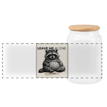 Leave Me Alone Funny Raccoon - Panorama Keksdose mit Holzdeckel - Weiß - Vorne