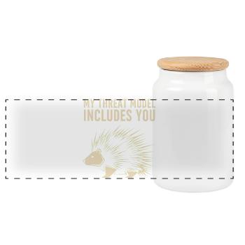 My Threat Model Includes You – Porcupine - Panoramic Cookie Jar with Wooden Lid - white - Front