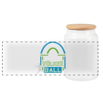 Völkerball Jubiläum 10 Jahre Trainer Spieler Jubi - Panorama Keksdose mit Holzdeckel - Weiß - Vorne