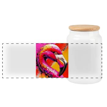 Flamant - Boîte à biscuits avec couvercle en bois - blanc - Devant