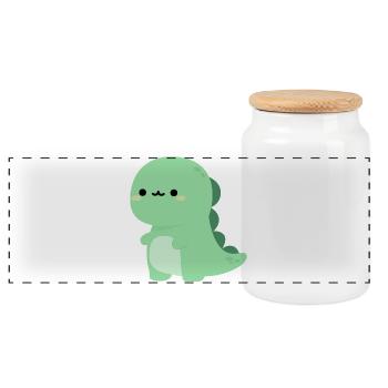 T-rex Rexy - Panoramic Cookie Jar with Wooden Lid - white - Front