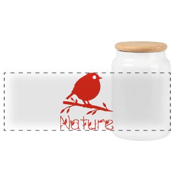 La nature se réveille (rouge) - Boîte à biscuits avec couvercle en bois - blanc - Devant