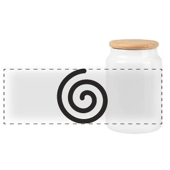Spirale – Minimalistisches Symbol Design - Panorama Keksdose mit Holzdeckel - Weiß - Vorne