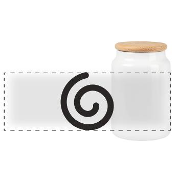 Spirale – Minimalistisches Symbol Design - Panorama Keksdose mit Holzdeckel - Weiß - Vorne