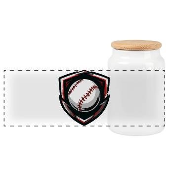 Baseball Shield Ball - Panorama Keksdose mit Holzdeckel - Weiß - Vorne