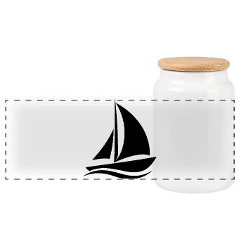 Voilier - Boîte à biscuits avec couvercle en bois - blanc - Devant