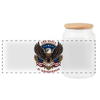 Eagle of Freedom 250 years - Panoramic Cookie Jar with Wooden Lid - white - Front