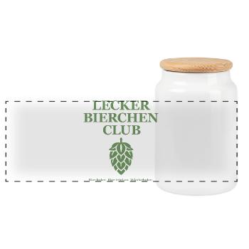Lecker Bierchen Club - holen trinken Wiederholen - Panorama Keksdose mit Holzdeckel - Weiß - Vorne