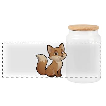 Warm cartoon fox - Panoramic Cookie Jar with Wooden Lid - white - Front