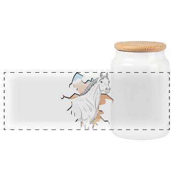 La tête d'un cheval Abbayan devant un désert - Boîte à biscuits avec couvercle en bois - blanc - Devant