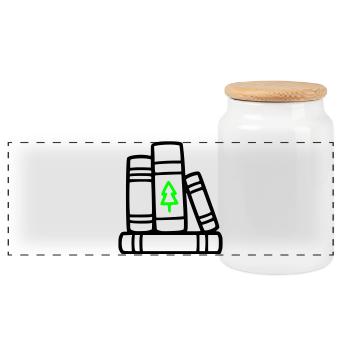 Stack of Books Tree Nature Reading Book Club Forest - Panoramic Cookie Jar with Wooden Lid - white - Front