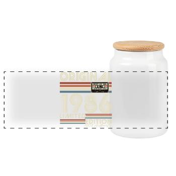 Cadeau vintage d’anniversaire 1986 rétro - Boîte à biscuits avec couvercle en bois - blanc - Devant