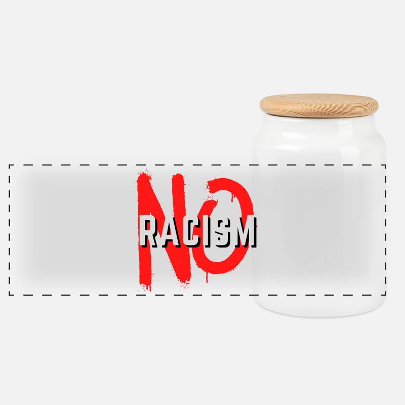 No Racism Statement - Panorama Keksdose mit Holzdeckel - Weiß