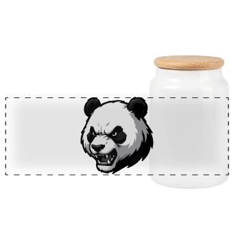 Wütender Panda Vektor-Print - Panorama Keksdose mit Holzdeckel - Weiß - Vorne