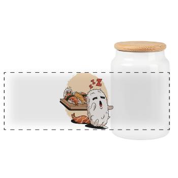 Köstliches Traum-Sushi - Panorama Keksdose mit Holzdeckel - Weiß - Vorne