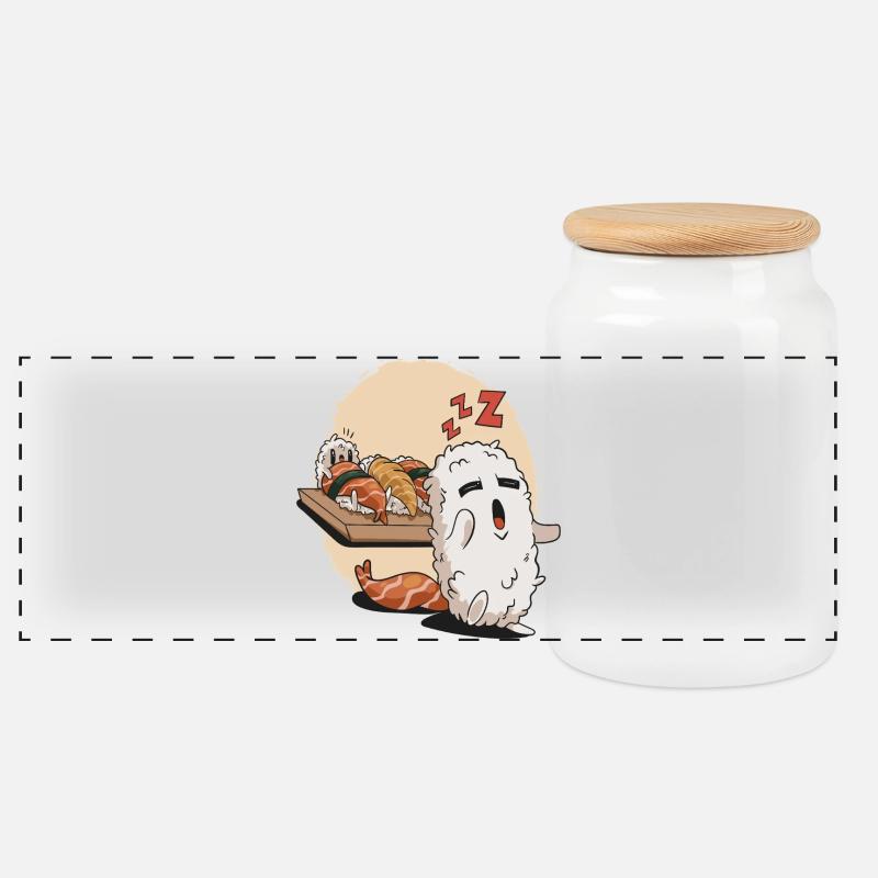 Köstliches Traum-Sushi - Panorama Keksdose mit Holzdeckel - Weiß