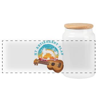 My Retirement Plan Ukulele Hawaii Musiker Rentner - Panorama Keksdose mit Holzdeckel - Weiß - Vorne