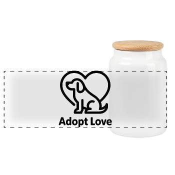 Adopt Love Paw Heart - Panoramic Cookie Jar with Wooden Lid - white - Front
