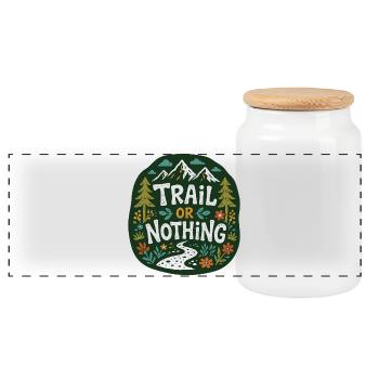 Conception de la course de montagne Trail or Nothing - Boîte à biscuits avec couvercle en bois - blanc - Devant