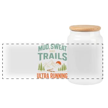 Mud Sweat and Trails Ultra Running - Panoramic Cookie Jar with Wooden Lid - white - Front
