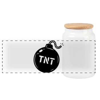 Bombe TNT Symbol - Panorama Keksdose mit Holzdeckel - Weiß - Vorne