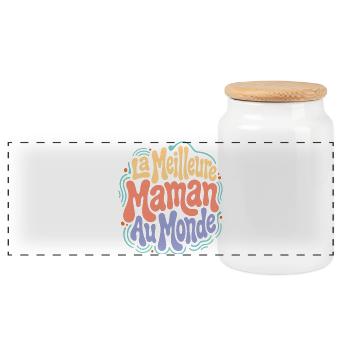 Meilleure Maman au Monde – Douceur Joyeuse - Boîte à biscuits avec couvercle en bois - blanc - Devant