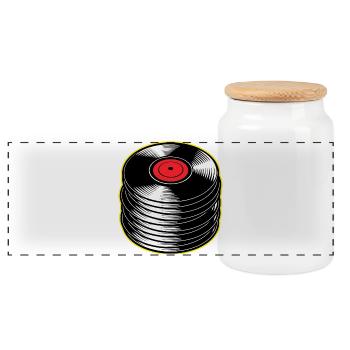 Stack d’albums vinyles - Boîte à biscuits avec couvercle en bois - blanc - Devant