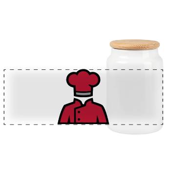 Chef's Jacket Chef's Hat Chef Restaurant Logo - Panoramic Cookie Jar with Wooden Lid - white - Front