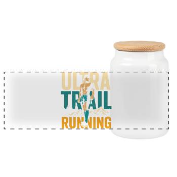 Ultra Trail Running - Panoramic Cookie Jar with Wooden Lid - white - Front