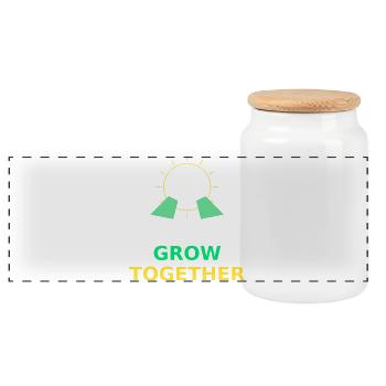 Grow Together Sun Symbol - Panoramic Cookie Jar with Wooden Lid - white - Front