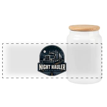 TRANSPORTEUR DE NUIT Chauffeur de camion Conduite de nuit - Boîte à biscuits avec couvercle en bois - blanc - Devant