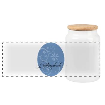 Livre préféré Ornement fleur bleu - Boîte à biscuits avec couvercle en bois - blanc - Devant