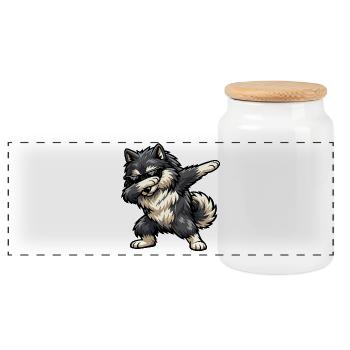 Dab Wolfspitz - Boîte à biscuits avec couvercle en bois - blanc - Devant