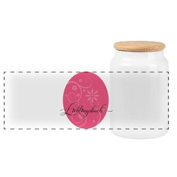 Lieblingsbuch - Florales Ornament oval - Rosa  - Panorama Keksdose mit Holzdeckel - Weiß - Vorne