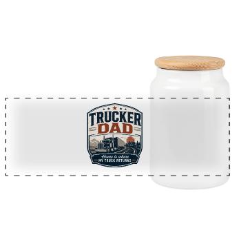 Trucker Papa LKW Fahrer Geschenk - Panorama Keksdose mit Holzdeckel - Weiß - Vorne
