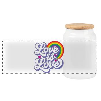 Pride Month LGBTQ - Love is Love - Panoramic Cookie Jar with Wooden Lid - white - Front
