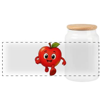 Drôle de pomme - Boîte à biscuits avec couvercle en bois - blanc - Devant