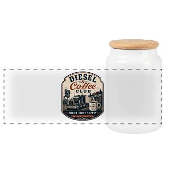 Conception de camionneurs diesel et de café - Boîte à biscuits avec couvercle en bois - blanc - Devant