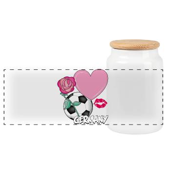Fußball Liebe - Panorama Keksdose mit Holzdeckel - Weiß - Vorne