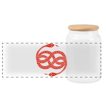 Infinite Red Snakes - Panoramic Cookie Jar with Wooden Lid - white - Front
