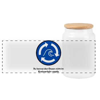 Du kannst den Ozean nicht im... (Maritimes Shirt) - Panorama Keksdose mit Holzdeckel - Weiß - Vorne