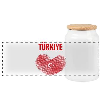 TÜRKEI TÜRKIYE TÜRKISCHE Europa Sport Fan - Panorama Keksdose mit Holzdeckel - Weiß - Vorne